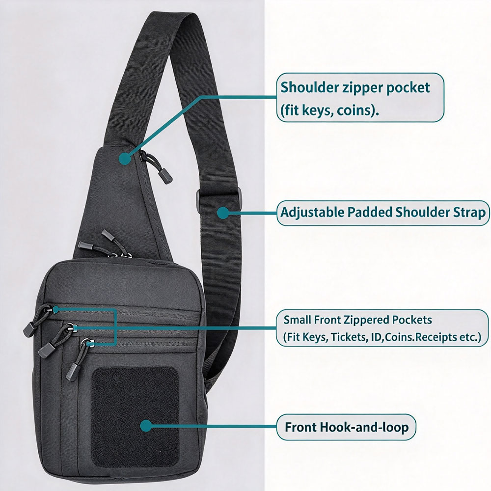 กระเป๋าสะพายข้างสำหรับปืนพกแบบ - Edc Concealed Carry Sling Bag บทวิจารณ์และราคา